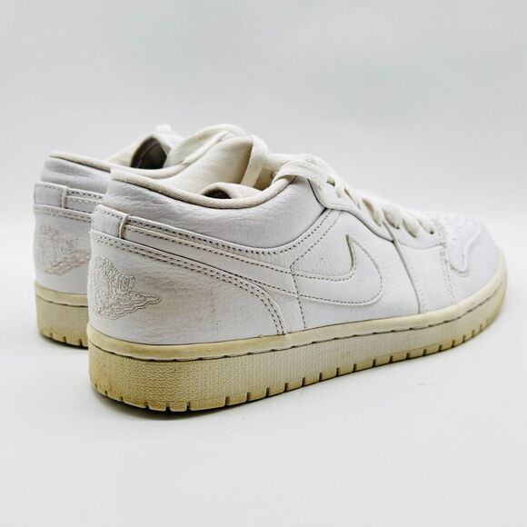 Nike Air Jordan 1 Low Mens 8 Triple White Leather Casual Shoe Sneaker 553558-112 - Picture 7 of 10